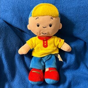 VINTAGE CAILLOU Vibrant Plush Toy with Yellow Shirt and Blue Pants 10”